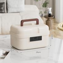 Household Lockable Password Lock Safe Box Large Capacity Two Layers Storage Bin Thickened Portable Lockbox for Home Office White - Small