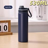 Food Grade Stainless Steel Thermos Bottle Vacuum Insulated Large Capacity Leak Proof Portable Cup for Outdoor Road Trip Use Blue 530ml