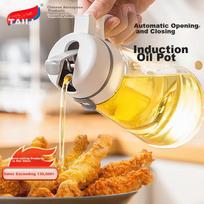 Taili Automatic Opening And Closing Oil Dispenser, Kitchen Glass Oil Bottle, Non-Drip Leakproof Seasoning Soy Sauce Bottle, 650ML