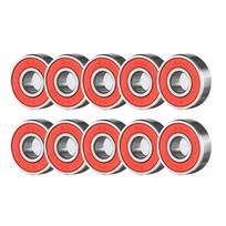 10PCS ABEC-9 608 2RS Roller Skate Wheel Bearing Anti-rust Skateboard Wheel Bearing Red Sealed 8x22x7mm Shaft raudona