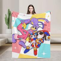 A-Nuostabus D-Skaitmeninis Anime Cirko Jaukus Super Minkštas Flanelinis Antklodas, Juokingos Žaidimų Tematikos Šiltas Antklodas Svetainei, Namų Dekoras Size: 75*100cm, Weight: 230 GSM