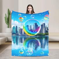 Warm Blankets Decorative Frutiger Aero Throw Blanket Flannel Bedspread For Living Room Novelty Sofa Bed Cover Size: 75*100cm, Weight: 230 GSM