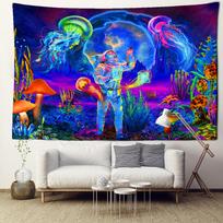 Colorful Mushroom Astronaut Tapestry Wall Hanging Witchcraft Hippie Tapiz Mysterious Bedroom Dormitory Home Decor 100X70CM