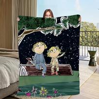 funny cartoon art c-charlie and l-lola Flannel warm soft plush blanket sofa living room hogar office bedroom travel gift home Size: 75*100cm, Weight: 230 GSM