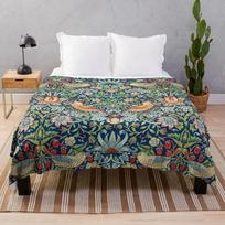 William Morris'o  Braškių vagis  pledas sofai Plonas minkščiausias pledas Size: 75*100cm, Weight: 230 GSM white