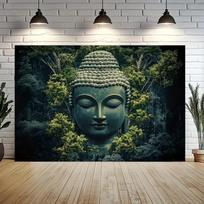 Buddha Surrounding With Forest Tapestry Trendy Wall Accent For Living Room Yoga Studio Meditation Area Modern Home Decor 100X70CM
