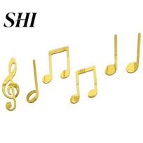 Mirror Sticker 6Pcs Smooth Edge Three-dimensional Exquisite Self-adhesive Musical Note Acrylic Wall Decor Home Supplies Phonogram auksinė