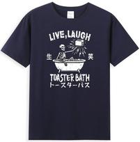 Live Laugh Toaster Bath Japanese Funny Skeleton Graphic Vintage Unisexs Tshirt S