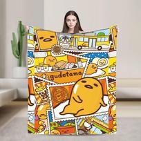 Gudetama Mielas Kiaušinio Animacinis Pledas Flanelinis Itin Minkštas Mesti Pledai Kelionėms Lėktuvu Miegamojo Antklodė 75X95CM