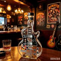 Elektrinės gitaros formos likerio grafinas 375ml Aukšto boro silikatinio stiklo Uolienų raštas Vyno butelis Viskio Džino talpykla Baro ekspozicija (as the picture,375ml)