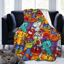 Mielas Katė Kawaii Gyvūno Dizainas Flanelinis Pledas Lengvas Šiltas Jaukus Dovana Vaikui ir Suaugusiems Dovana Tinka Sofa Lova Kėdė 75X95CM