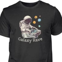 Galaxy Rave T-Shirt, Astronaut DJ Shirt, Space Musik Funshirt, Festival Electro Tee, Geschenk für Raver, Unisex Psytrance Techno Shirt XL