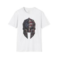 American Flag Spartan Helmet T-Shirt | Patriotic Warrior Tee 4XL