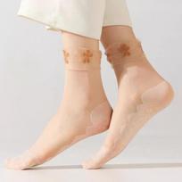 1Pairs Women's Summer Ultra-thin Wide Mouth Socks High Elasticity Breathable Seamless Socks 1  Pairs kūno spalva