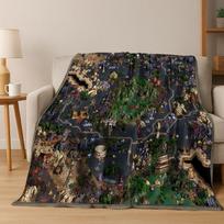 Retro Heroes of Might and Magic Map Games Art Flannel Blanket,Cozy Soft Throw Blanket for Home Bedroom Bed Sofa Cover Gift kids Size: 75*100cm, Weight: 230 GSM