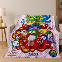 3D Retro Game Bubble Bobble Cartoon Flannel Blanket,Cozy Soft Throw Blanket for Home Bedroom Bed Sofa Picnic Cover Gift Kids Size: 75*100cm, Weight: 230 GSM