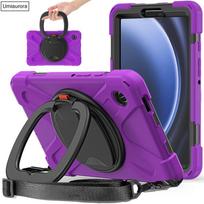 For Samsung Tab A7 A8 A9 A11 Plus SM-X230 X210 X200 T220 S6 Lite 10.4  Shockproof Tablet Case Pull Ring Stand Strap Rugged Funda SM-T510 or SM-T515 violetinė