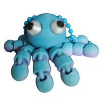 Keychain Pendant Octopus Shape 3D Flexible Keychain Schoolbag Printed Movable Joints Pendant Decompress Toy Souvenir Accessory rožinė