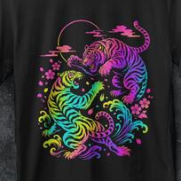 Japanese tiger, Japanese Fighting Tigers Tee, 90s Grunge t shirt, Aesthetic Shirt, Vintage Tattoo, gift, Retro Animal Tee, Wild Tiger Shirt S