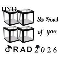 Event Decoration Box 4 Pcs 2026 Graduation Balloon Boxes So Pround of You Black with Letters for Class Grad Party Supplies B