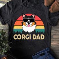 Corgi Dad T-Shirt: Tricolor Pembroke Welsh Corgi Gift 2XL