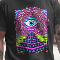 Trippy Eye Altar T-Shirt | Psychedelic Third Eye Shirt | Surreal Vision Graphic Tee | Festival Rave Apparel XS to 5XL 2XL