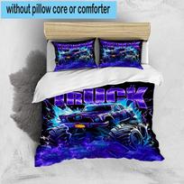 Electric Monster Truck Art 3pcs Bedding,Including 1pc Duvet Cover And 2pcs Pillowcases Perfect for Christmas,Ideal for Bedroom, Dormitory 135cm*200cm