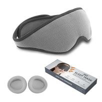 Best Reusable 3D Blackout Breathable Sleep Mask Velcro Strap for Eyelash Extensions Knit Technique Travel Size Regular šviesiai pilka spalva