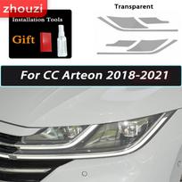 Automobilio priekinių žibintų apsauginė plėvelė dūmų juoda TPU nuo įbrėžimų priekinio žibinto HD skaidrus lipdukas skirtas Volkswagen VW CC Arteon 2018- skaidri