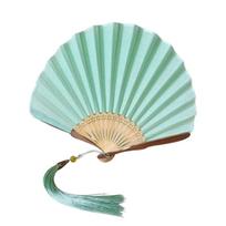 Shell-Shaped Mini Shell Fan Bamboo Frame Retro Handheld  Fan Creative Folding Hand Fan  Wedding šviesiai žalios spalvos