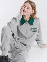 La Maison Studio Unisex Regular Fit Maison Chain Embroidery Half-Zip Melange Grey (Fcb3Ts322M) Melange/S