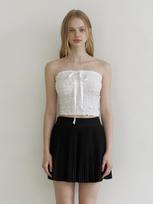 Kinder Baby Ribbon Ckeck Tube Top Blouse - White White