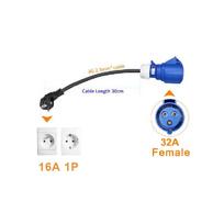 32A Mėlynas CEE Lizdas į 16A ES Schuko Kištuko Adapteris 7KW į 3.5KW Elektrinės Transporto Priemonės Įkrovimo Adapteris EV Įkrovikliui Nešiojamas 32A-16A Blue Adapter blue