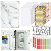 A6 PU Leather Wallet Binder Budget Set Planner 6 Colors Budget Binder Cash Envelops for Money Saving (White,A6) balta