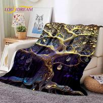 Tree of Life Nature Viking Yggdrasil Norse Soft Flannel Blankets,Throw Blanket Comfortable Blanket for Picnic Beds Home Bedroom Size: 75*100cm, Weight: 230 GSM