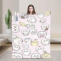 Chiikawa Toilet Blankets Fleece Awesome Soft Throw Blankets for Home Textile Decor Size: 75*100cm, Weight: 230 GSM