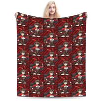 Albedo Genshin Impact Knitted Blanket Flannel Cute Amine Game Super Warm Throw Blanket for Bedroom Sofa Bedspread Size: 75*100cm, Weight: 230 GSM