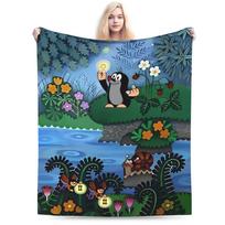 Cute The Little Mole Knitted Blankets Anime Cartoon Flannel Throw Blanket Summer Air Conditioning Personalised Warm Bedspread Size: 75*100cm, Weight: 230 GSM