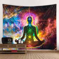 Meditation Seven Chakras Tapestry Indian Buddha Wall Decor Mandala Tapestry Witchcraft Bohemian Hippie Home Decor Yoga Mat 100X70CM