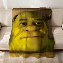 funny Classic Green Monster Face s-Shreks soft warm plush blanket for sofa living room pet hogar bedroom gift home Car portable Size: 75*100cm, Weight: 230 GSM