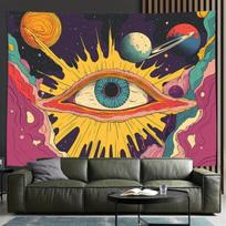 Space Eye Psychedelic Tapestry Retro Trippy Wall Art for Living Room Bedroom Office Party Home Decor 100X70CM