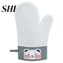 Cooking Glove 1Pc Insulation Heat-Resistant Anti-slip Cartoon Anti-scald Silica Oven Mitt Gel Microwave Baking for Bakery smėlis