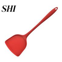 Cooking Spatula Silicone Wide Non-stick Heat Resistant Comfortable Grip Easy Clean Frying Steak Food Grade Beef Meat Egg Pastry Scraper Kitchen raudona