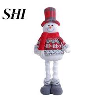 Christmas Toy Gift for Kids Plush Doll Ornament Retractable Leg Stuffed Standing Santa Claus Snowman Reindeer Festive Decor Plushies Home Holiday Snowman