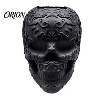 Black Resin Pen Cup Halloween Skull Makeup Brush Holder, Matte Gothic Skeleton Organizer Holder for Desk, Storage Figurine Bathroom Vanity And juoda
