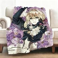 Anime V-Violet Evergarden Mesti pledas Minkštas flanelinis pledas Šiltas keliams Odai draugiškas pledas Sofai Biurui Lovai Kelionėms Žiemai Dydelis 75X95CM