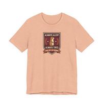Always Alert Always Tired Squirrel crest T-Shirt | Cute Animal Badge Tee L