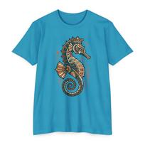 Seahorse T-Shirt Nautical Mosaic Coastal Beach Ocean Art Graphic Tee Sea Lover Gift Unisex Tee S