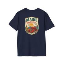 Maine Vacationland T-Shirt | Vintage Mid-Century Travel Luggage Tag Tee | Pine Tree State Lobster Souvenir | ME Road Trip Gift S