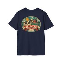 Wisconsin Dairy Farm T-Shirt | Vintage Mid-Century Travel Luggage Tag Tee | Americas Dairyland Souvenir | WI Gift 3XL